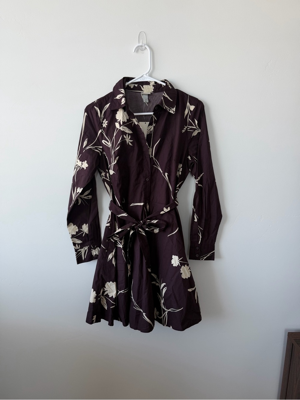 NWT A New Day Floral Shirt Dress XS Brown Belted Mini Dress